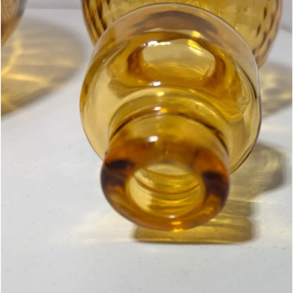 Vintage Empoli Deep Amber Genie Bottle Ship's Decanter with Stopper Quilted Opti - Picture 6 of 8